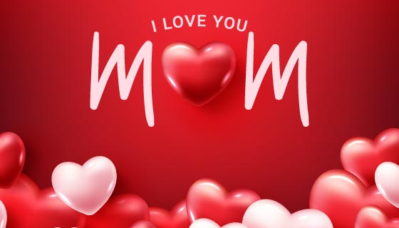 红色粉色爱心设计母亲节快乐背景矢量素材(EPS)