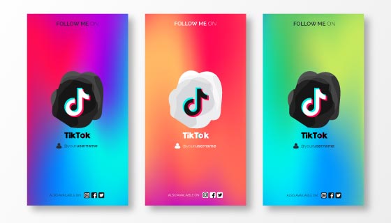 3张渐变的Tiktok封面矢量素材(EPS)