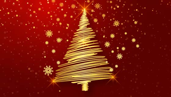 金色线条设计的圣诞树矢量素材(EPS)