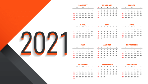 现代商务风格2021年日历矢量素材(EPS)