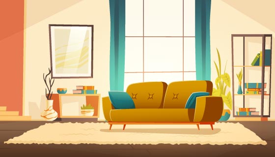 现代风格的客厅矢量素材(EPS)