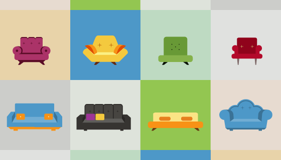 16个沙发图标矢量素材(EPS)