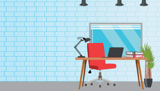 现代风格的办公工位矢量素材(EPS)