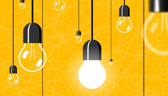 吊着的发光的灯泡矢量素材(EPS)