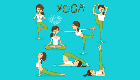 练瑜伽的女子矢量素材(EPS/PNG)