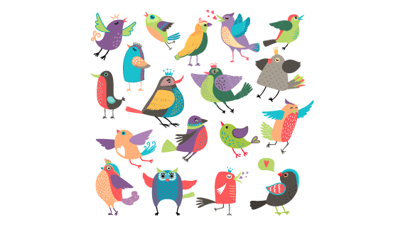 卡通风格可爱的小鸟矢量素材(EPS/PNG)