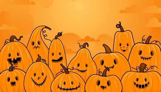 南瓜设计万圣节派对邀请卡矢量素材(EPS)