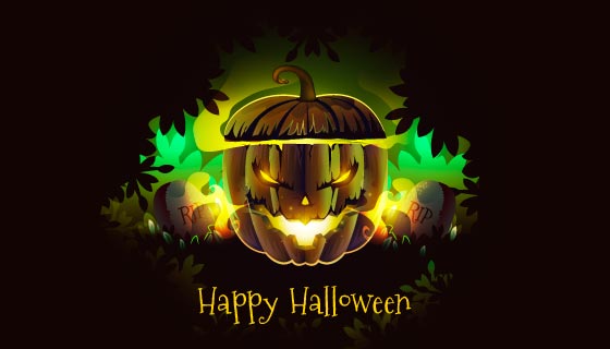 愤怒的南瓜万圣节背景矢量素材(AI/EPS)