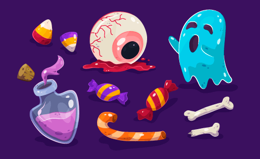 手绘风格万圣节元素矢量素材(AI/EPS)