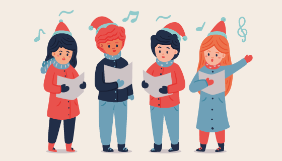 看着歌词唱歌的人们矢量素材(AI/EPS/PNG)