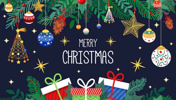 圣诞装饰和礼物设计圣诞节背景矢量素材(AI/EPS)