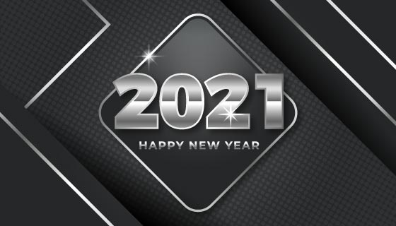 黑银色设计2021新年快乐矢量素材(AI/EPS)