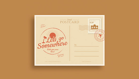 复古风格明信片矢量素材(EPS/AI)