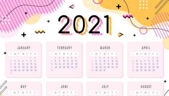 粉色抽象设计的2021年日历矢量素材(AI/EPS)