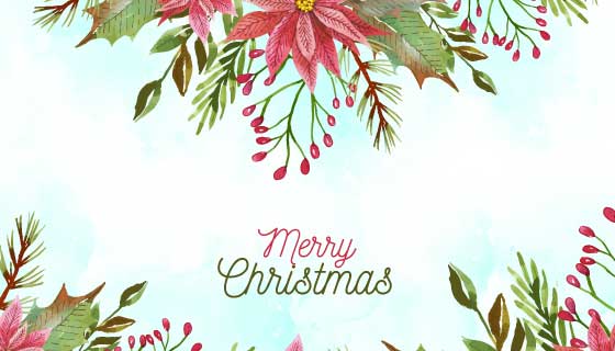 漂亮的花卉设计圣诞节背景矢量素材(AI/EPS)