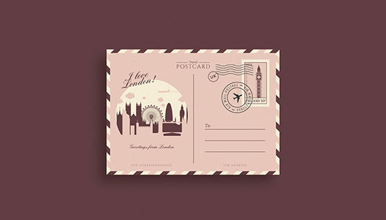 复古风格明信片矢量素材(EPS/AI)