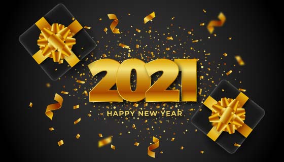 金色璀璨的2021新年快乐背景矢量素材(AI/EPS)