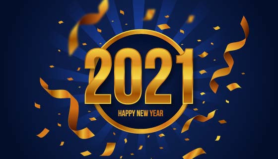 金色纸屑设计2021新年快乐背景矢量素材(AI/EPS)