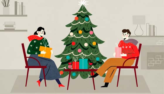 正在开心享受圣诞节的人们矢量素材(AI/EPS)