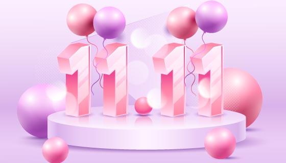 梦幻气球设计双11光棍节/狂欢节矢量素材(AI/EPS)