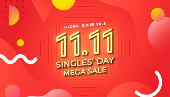 红色喜庆的双11光棍节/狂欢节矢量素材(AI/EPS)