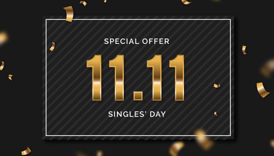 黑金色双11光棍节/购物节背景矢量素材(AI/EPS)