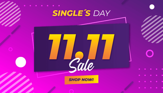 紫色渐变双11光棍节/购物节背景矢量素材(AI/EPS)