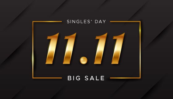 黑金色双11光棍节/购物节背景矢量素材(AI/EPS)