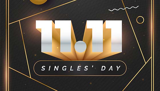 金色设计11光棍节/购物节背景矢量素材(AI/EPS)