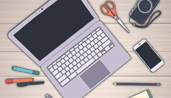 手绘设计工作空间背景矢量素材(EPS/AI)