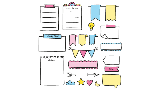 手绘风格的便签和标签矢量素材(AI/EPS/PNG)