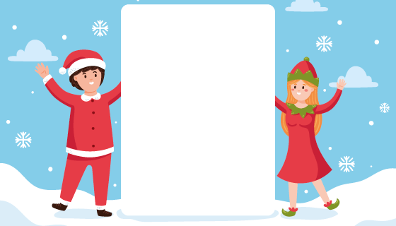 雪地里的年轻人设计留言白板矢量素材(AI/EPS)