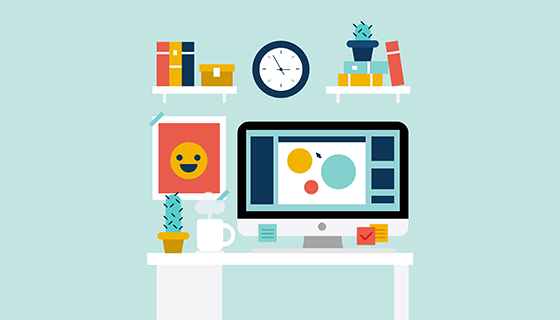 手绘设计工作空间背景矢量素材(EPS/AI)