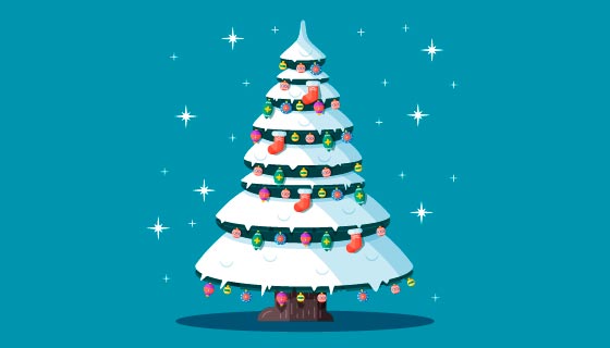 挂满装饰品的圣诞树矢量素材(AI/EPS/PNG)