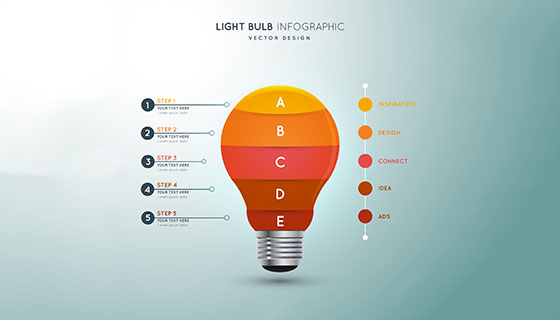 多彩的灯泡图表矢量素材(EPS/AI)