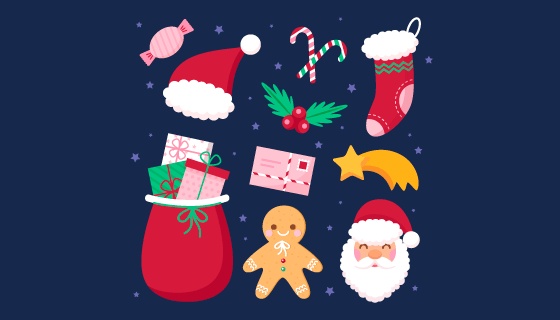 可爱的圣诞节元素矢量素材(AI/EPS/PNG)