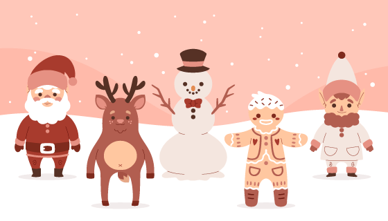 五个可爱的圣诞人物矢量素材(AI/EPS)