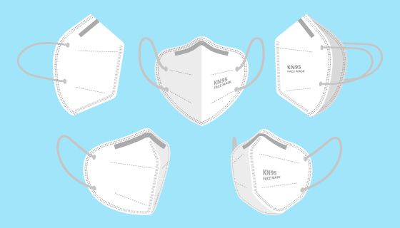 不同视角的KN95口罩矢量素材(AI/EPS/PNG)
