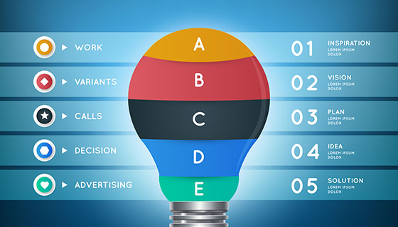 多彩的灯泡图表矢量素材(EPS/AI)