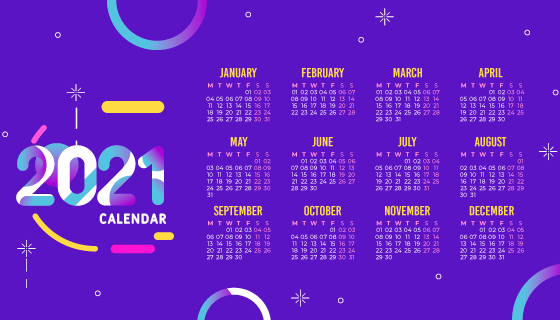 蓝色抽象设计2021年日历矢量素材(AI/EPS)