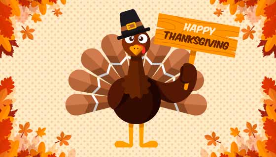 可爱的火鸡设计感恩节背景矢量素材(AI/EPS)