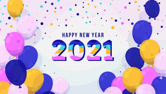 多彩气球设计2021新年快乐矢量素材(AI/EPS)