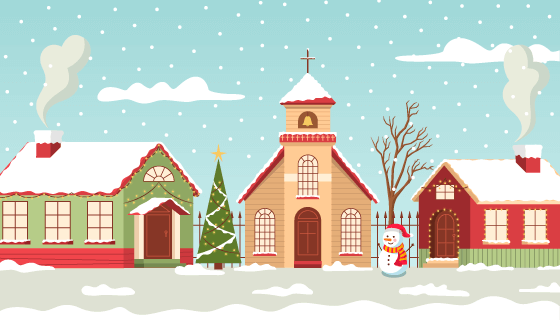 漂亮的圣诞小镇矢量素材(AI/EPS)