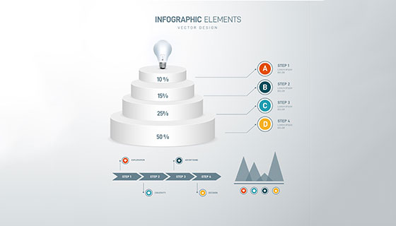 浅灰色阶梯图表矢量素材(EPS/AI)