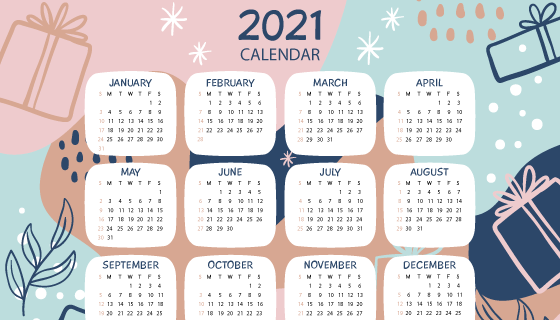 手绘风格2021年日历矢量素材(AI/EPS)