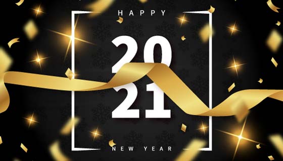 金色纸屑设计2021新年快乐矢量素材(EPS)