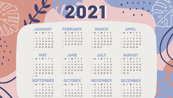 手绘风格2021年日历矢量素材(AI/EPS)