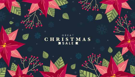 漂亮花朵装饰设计圣诞节促销背景矢量素材(AI/EPS)