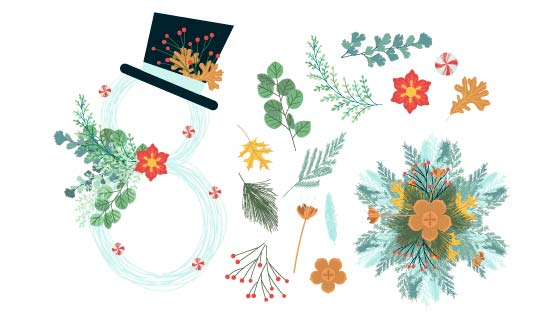 漂亮的圣诞节花朵装饰矢量素材(AI/EPS)