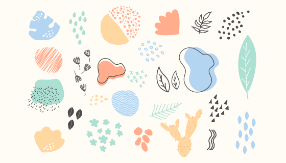 手绘抽象有机形状背景矢量素材(AI/EPS/PNG)